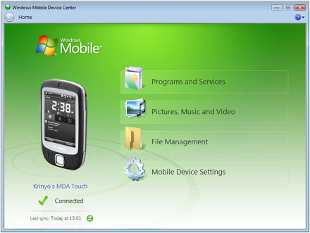 T-Mobile MDA Touch Vista alatt